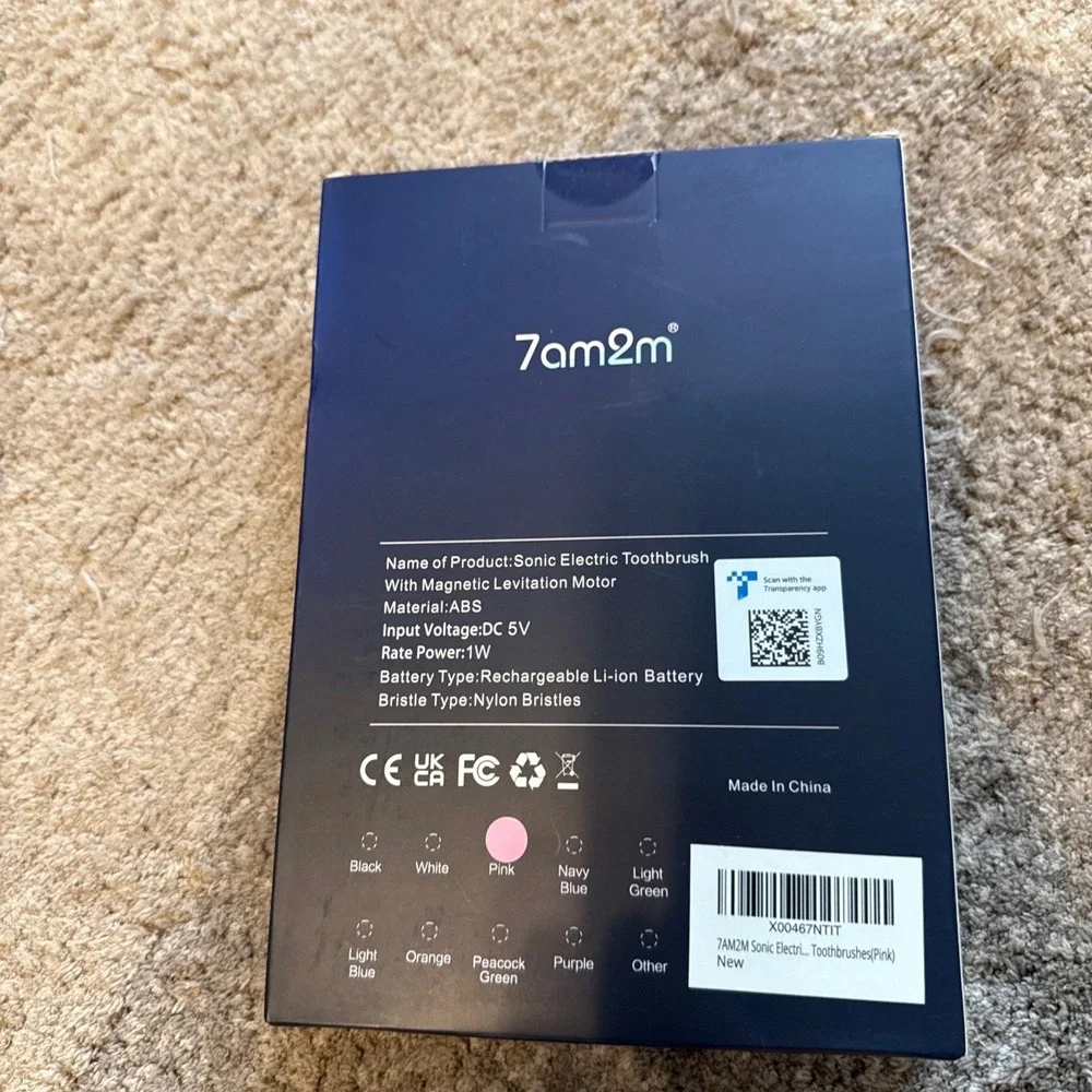 7am2m Model AM100 Sonic Electric Toothbrush Pink Motor 5 Modes Rechargeable